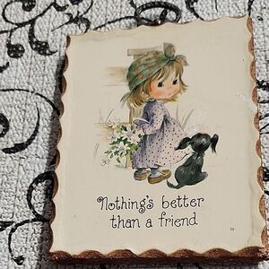Paula Cutes  Wall Plaque with Girl and Dog Illustration